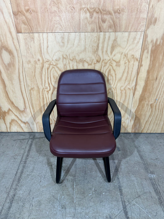 BULK BUY: Maroon Leather Sled Chair