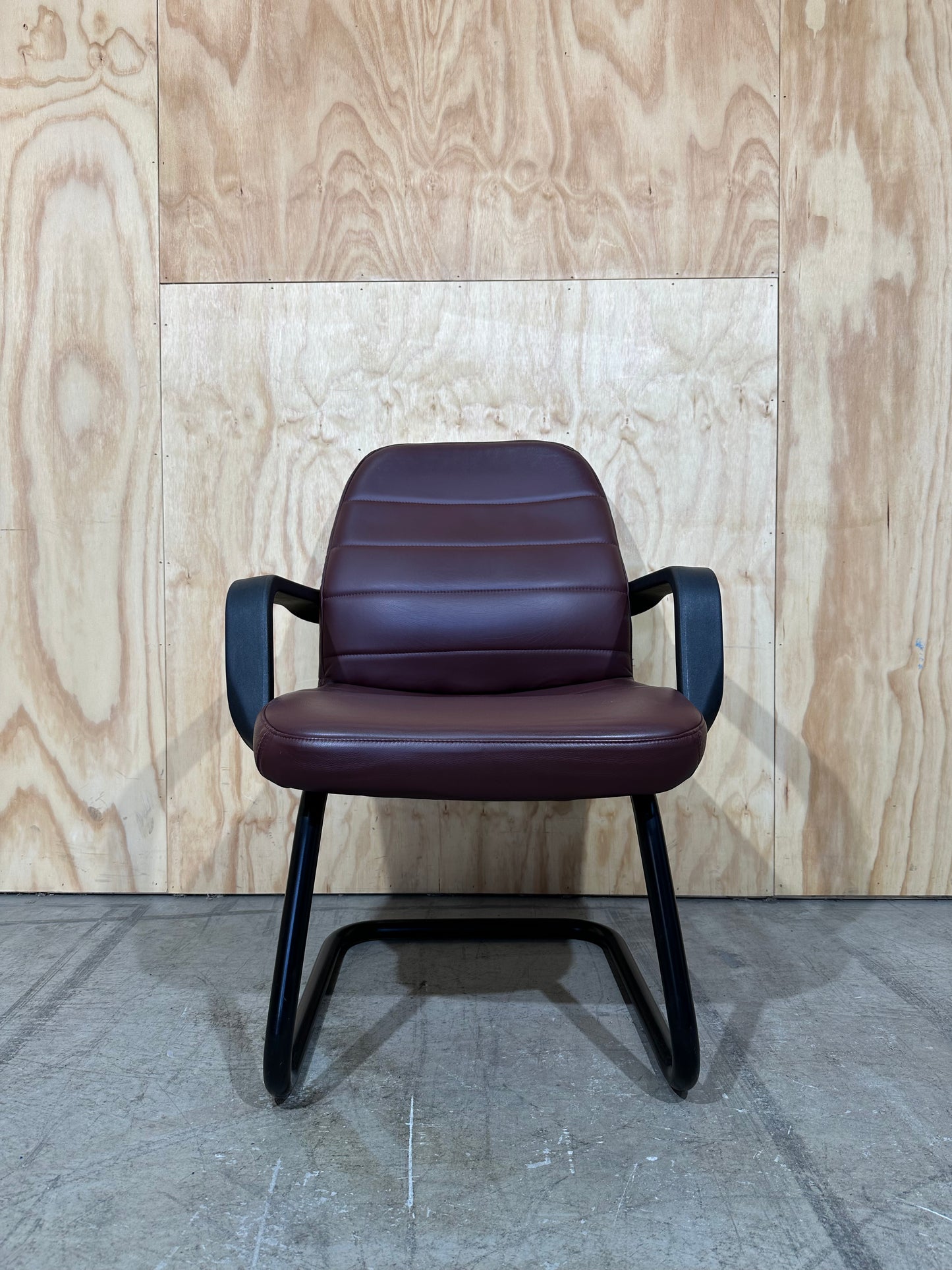 BULK BUY: Maroon Leather Sled Chair