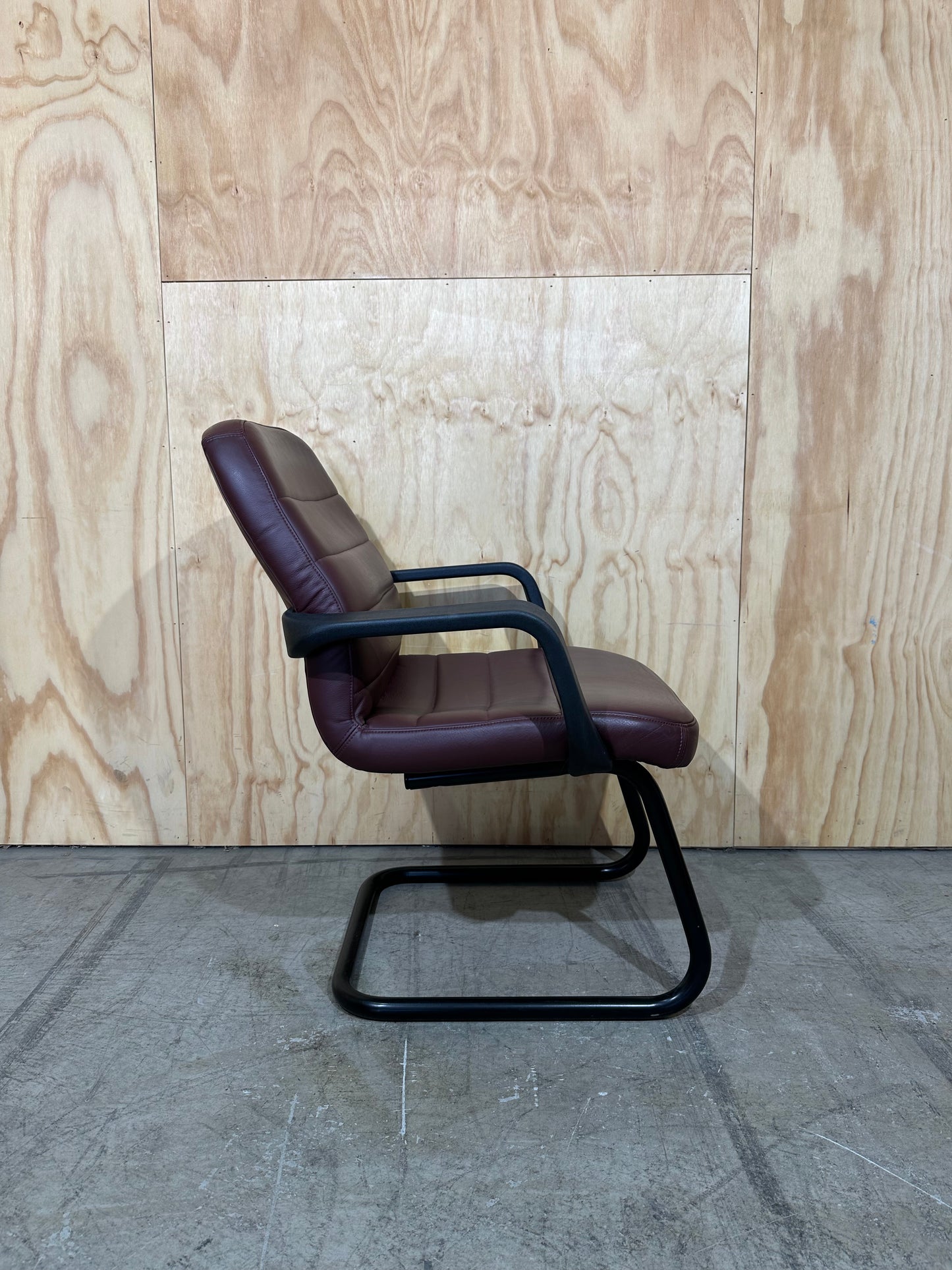 BULK BUY: Maroon Leather Sled Chair
