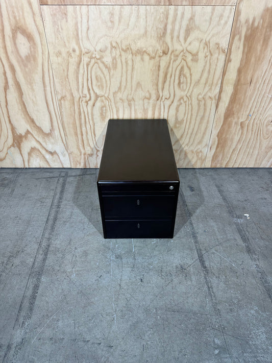 Dark wood veneer pedestal