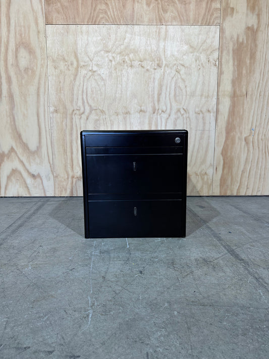 Dark wood veneer pedestal