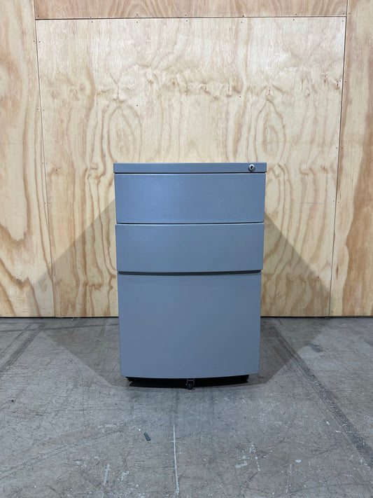 Metal 3 drawer curved pedestal