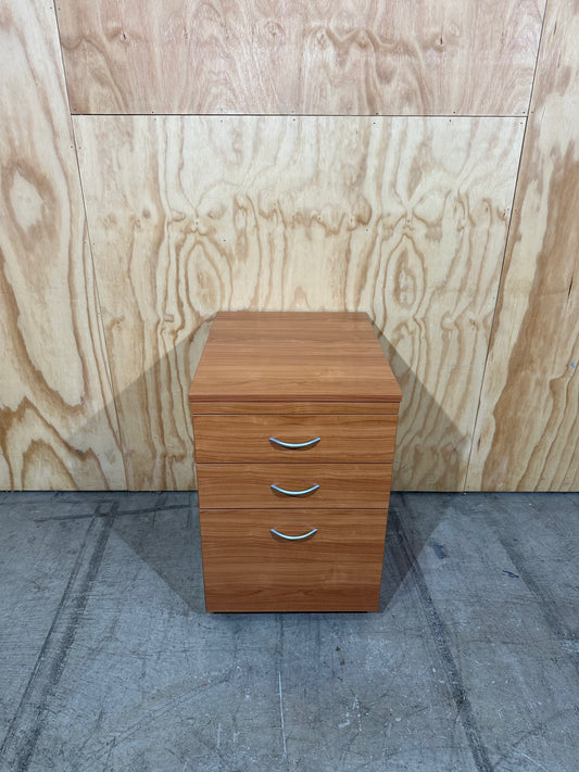 Wooden 3 Drawer Pedestal with Curved Handles