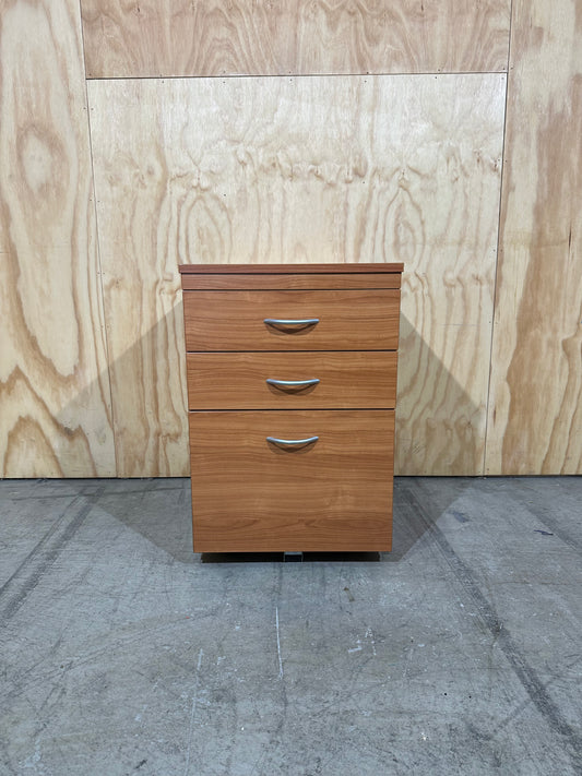 Wooden 3 Drawer Pedestal with Curved Handles
