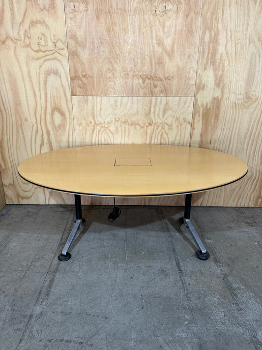 Wilkhahn oval tabletop on Chrome Thinkingworks legs with powerbox