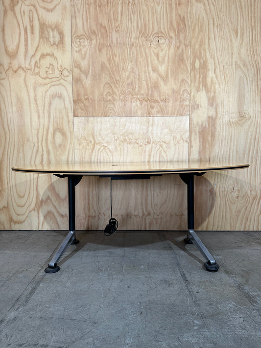 Wilkhahn oval tabletop on Chrome Thinkingworks legs with powerbox