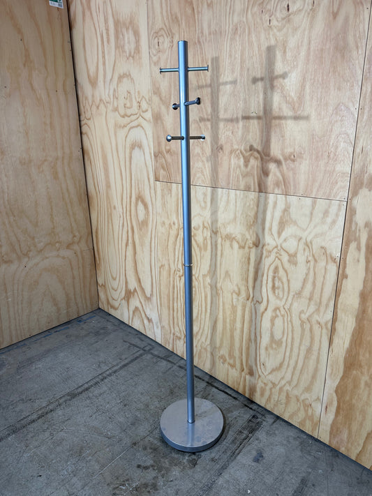 Grey coat rack on chrome base