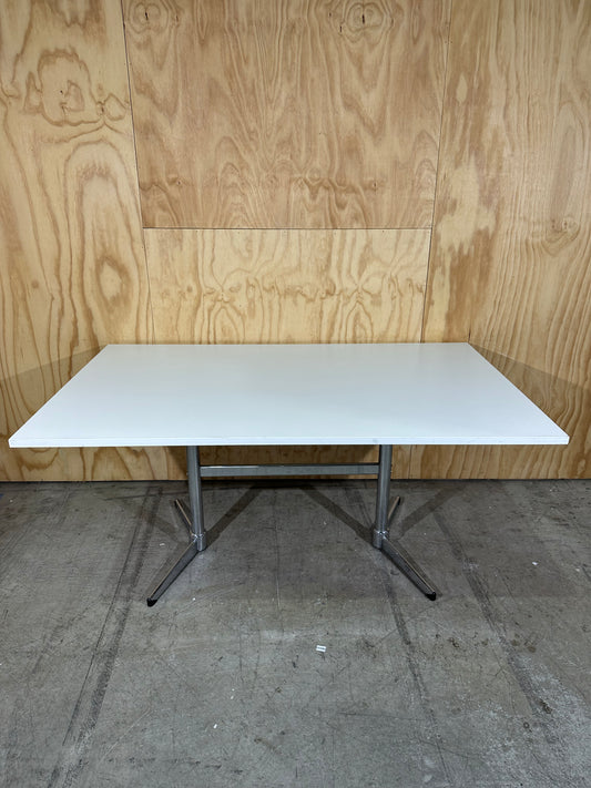 White desk on chrome legs