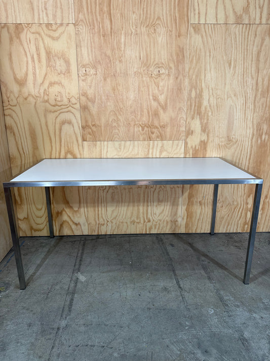 White high table with chrome frame