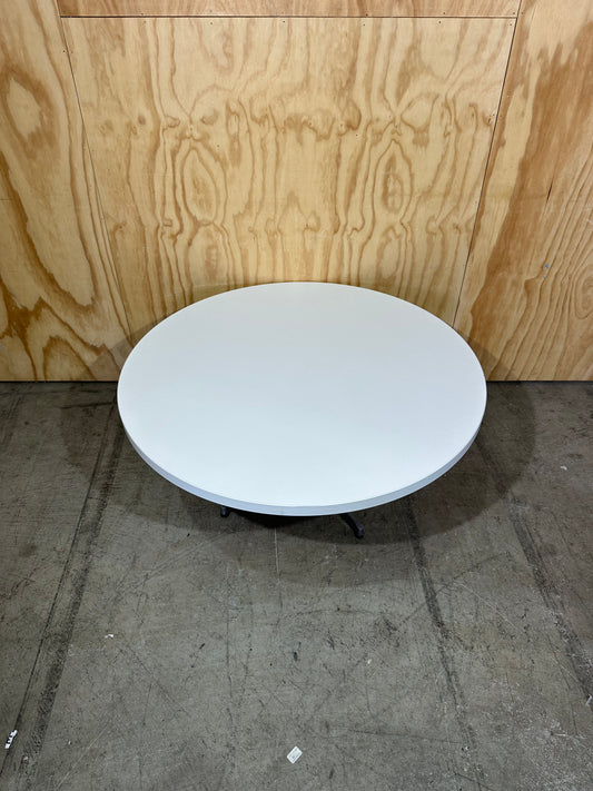 White coffee table on chrome base