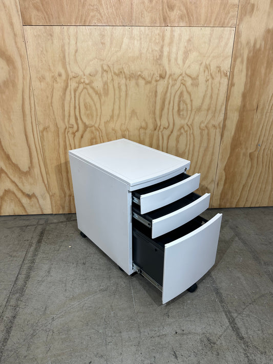 Curved white 3 drawer pedestal