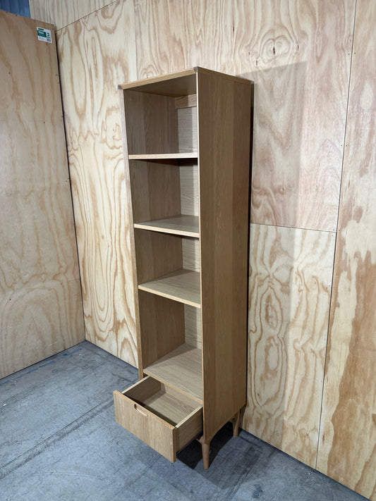 Wooden bookshelf with drawer