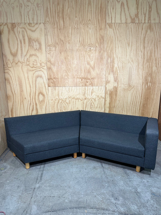Two Part Modular Corner Couch Dark Grey