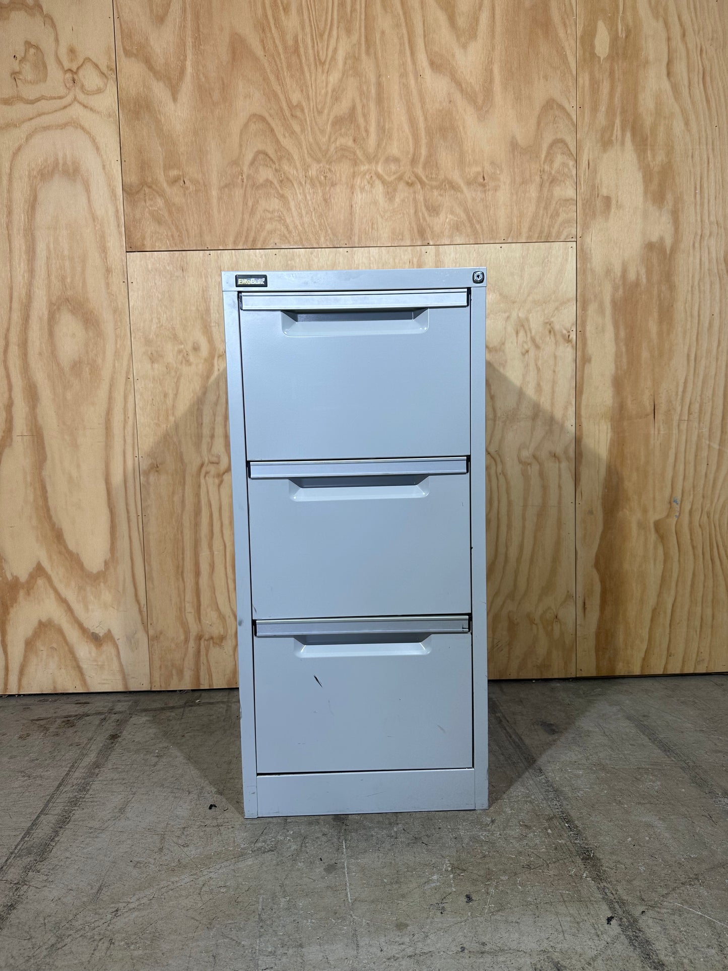 Elitebuilt 3 Drawer filing cabinet light grey