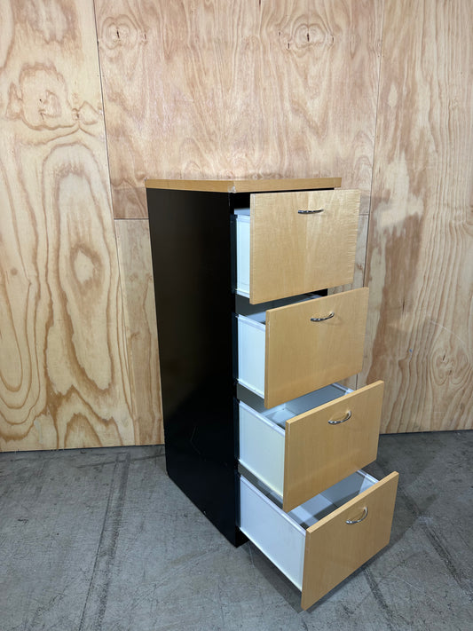 Timber veneer 4 drawer filing cabinet