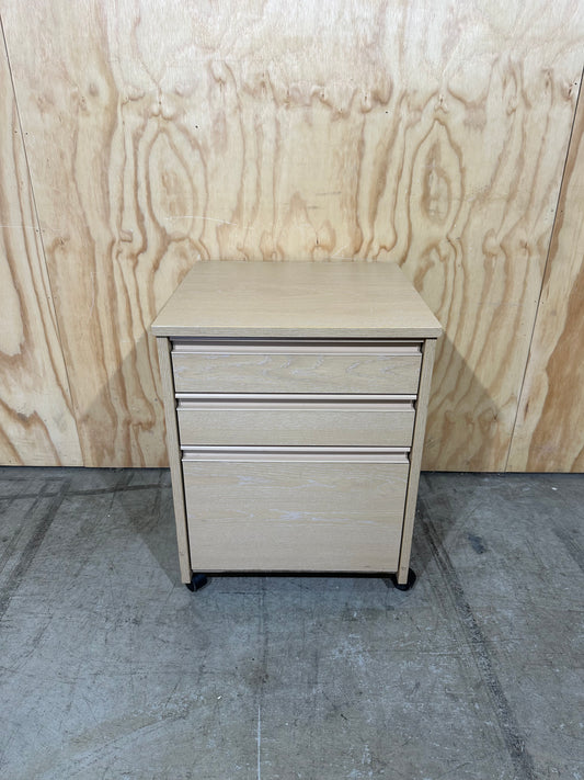 Wood veneer 3 drawer pedestal