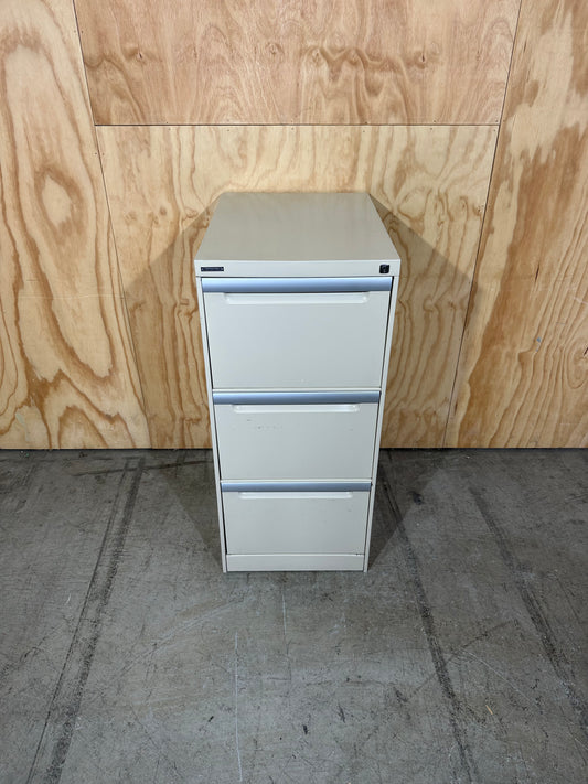 Three drawer filing cabinet in beige