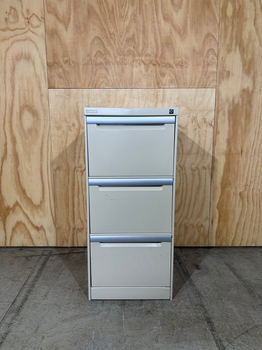 Three drawer filing cabinet in beige