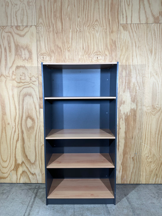 Timber veneer/Grey bookcase