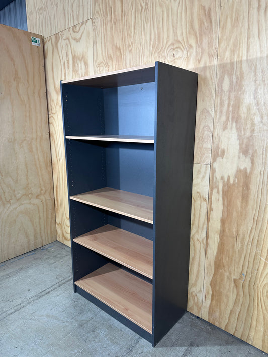 Timber veneer/Grey bookcase
