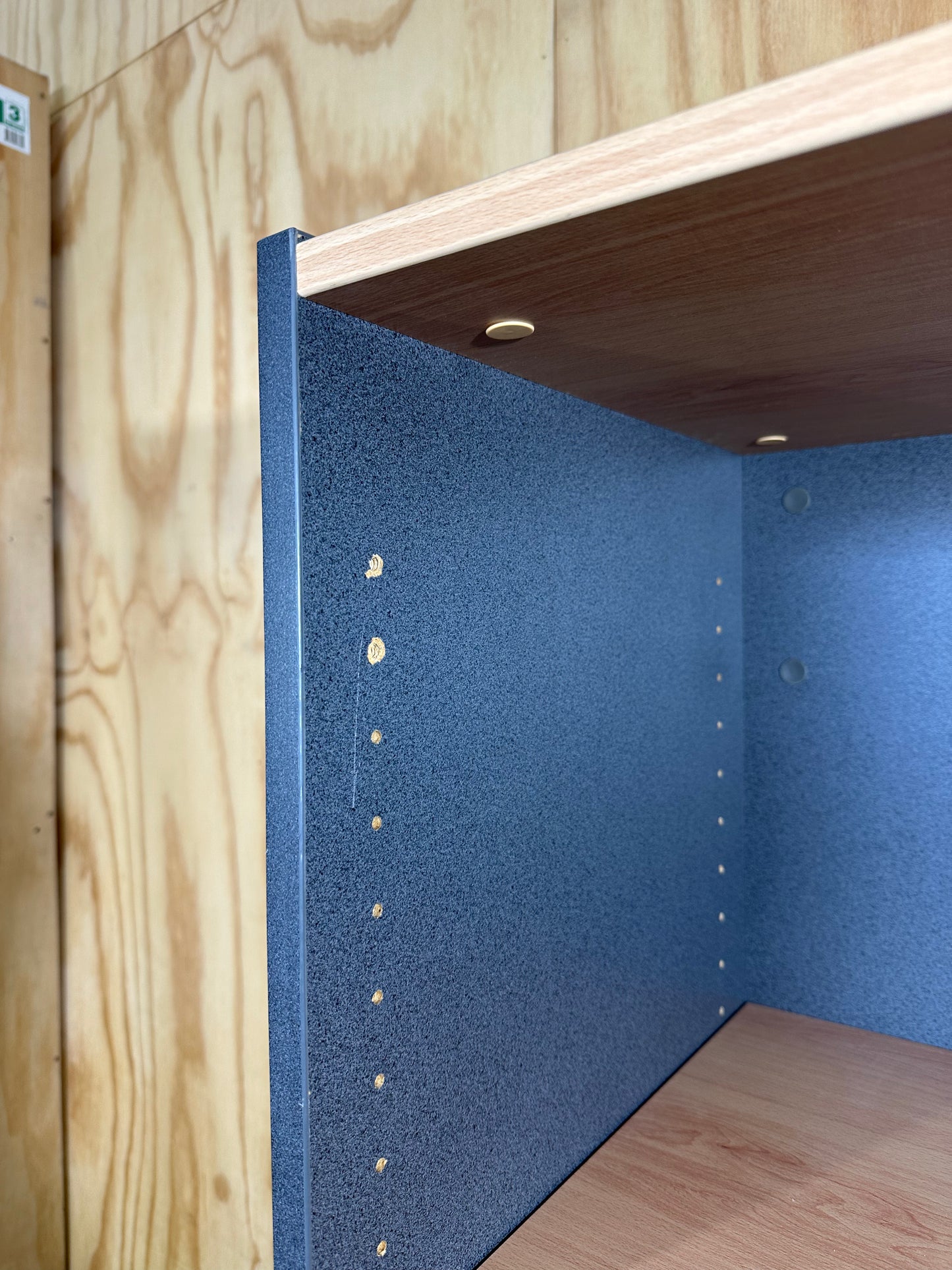 Timber veneer/Grey bookcase