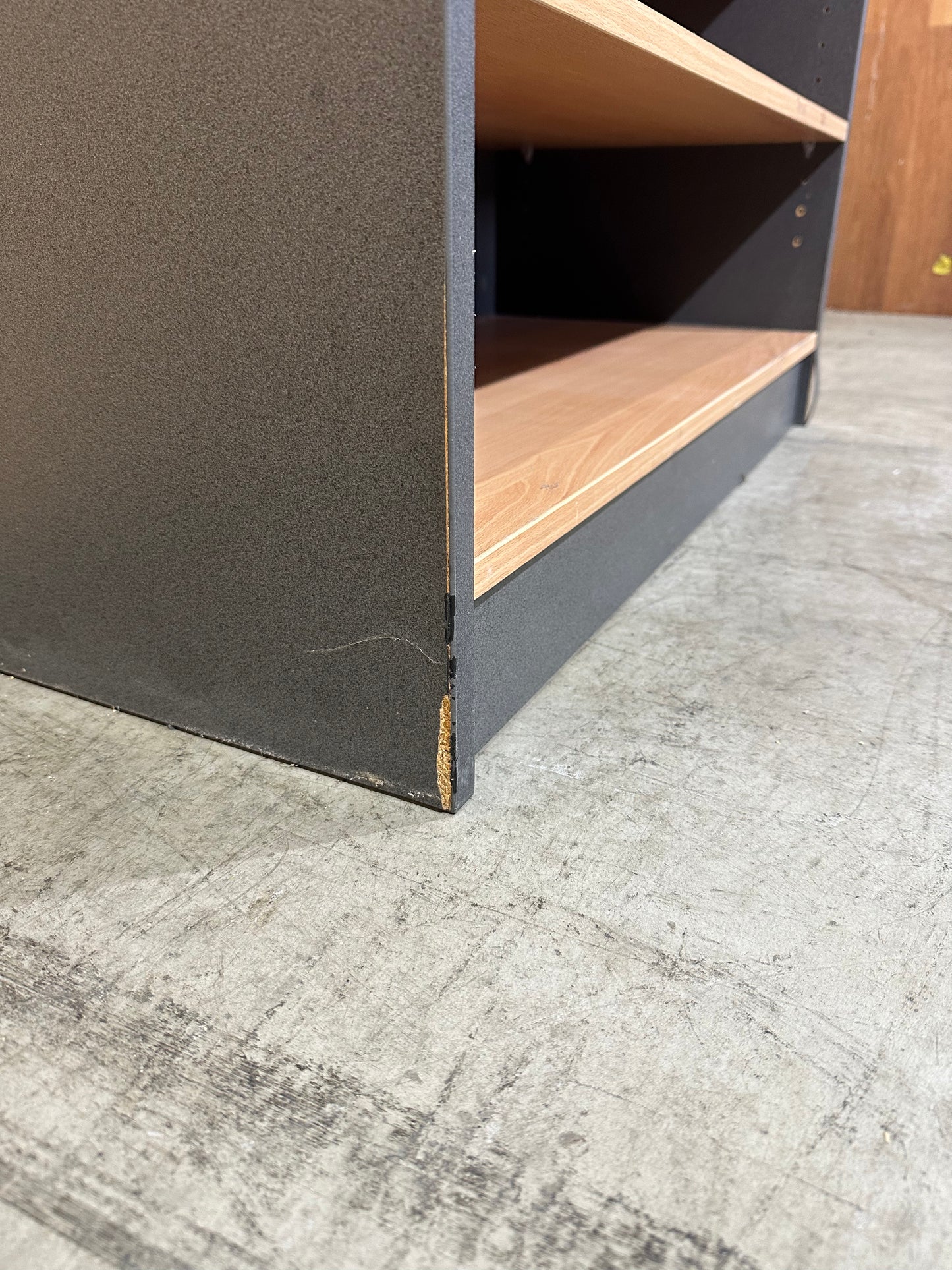 Timber veneer/Grey bookcase