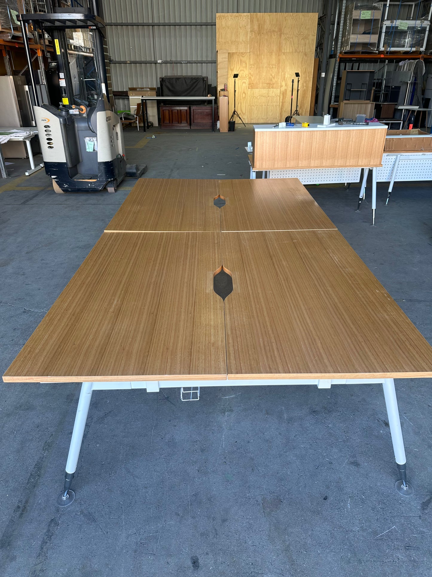 Fusion Workstation by Workspace double bay with wood veneer