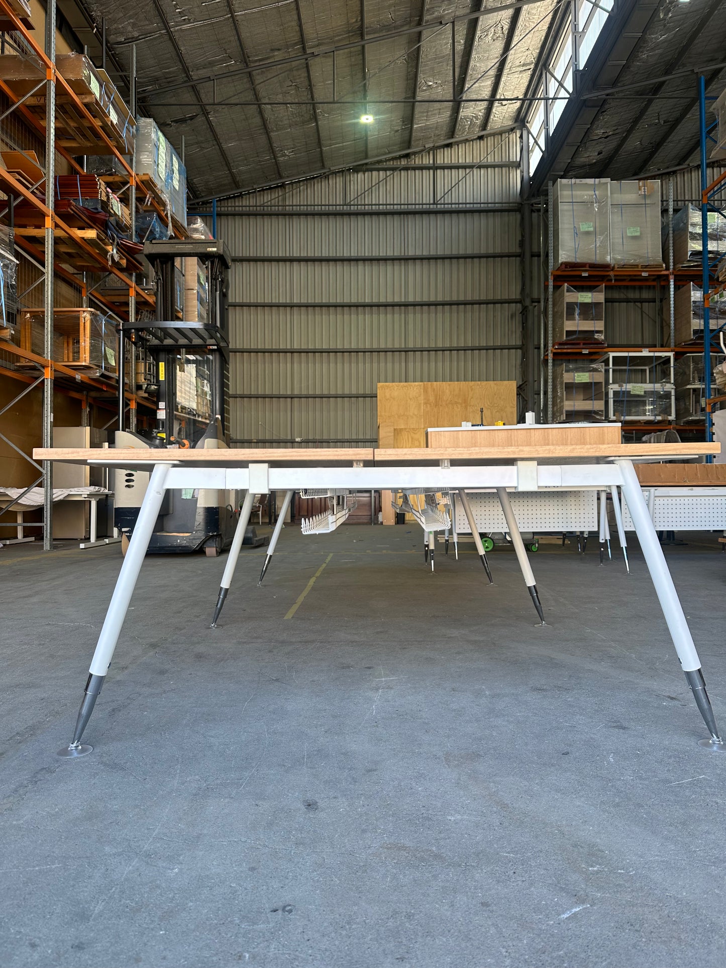 Fusion Workstation by Workspace double bay with wood veneer