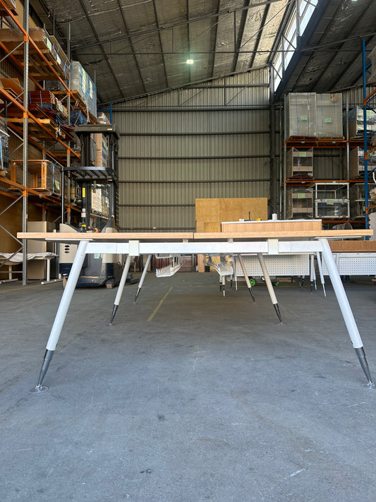 Fusion Workstation by Workspace double bay with wood veneer