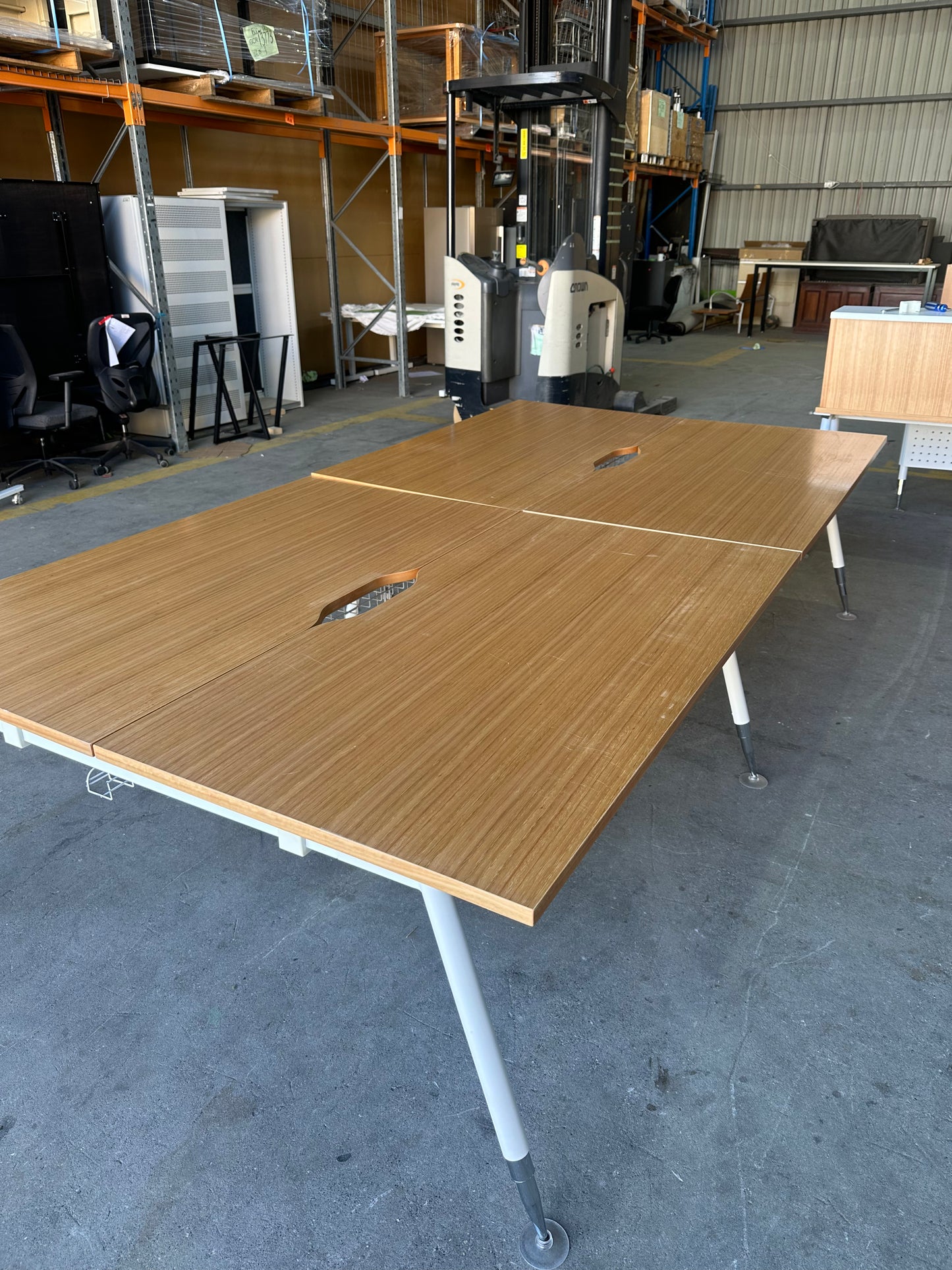 Fusion Workstation by Workspace double bay with wood veneer