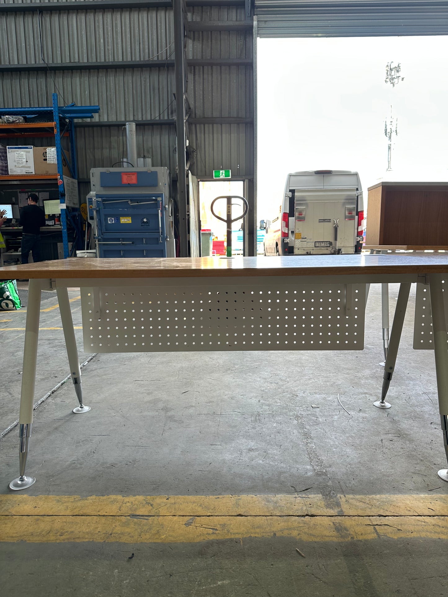 Fusion Workstation by Workspace Long Wood Veneer Desk