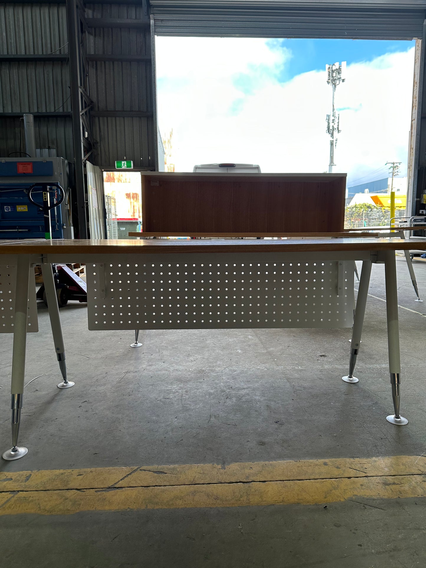 Fusion Workstation by Workspace Long Wood Veneer Desk