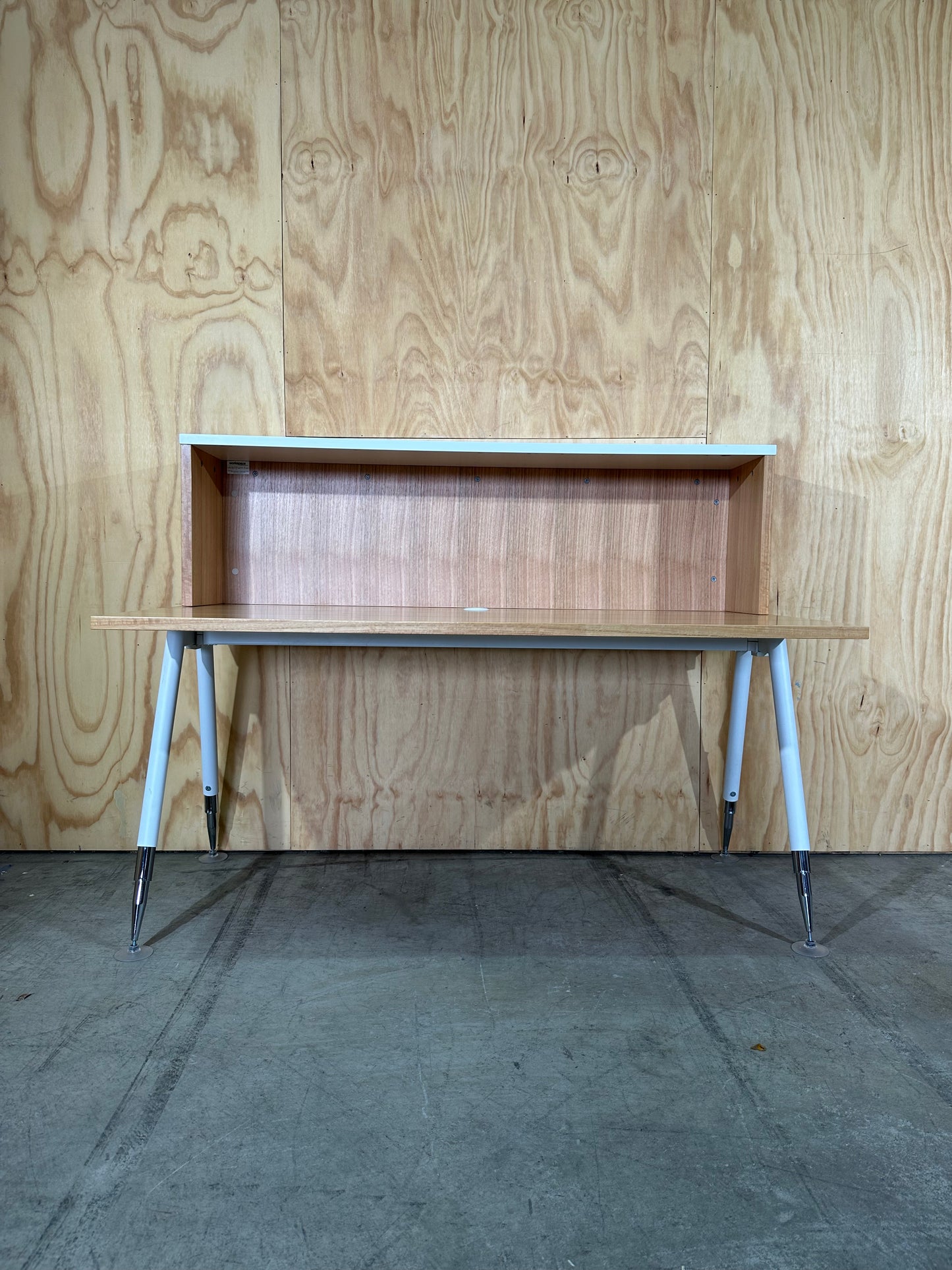 Fusion workstation by Workspace timber veneer with hutch