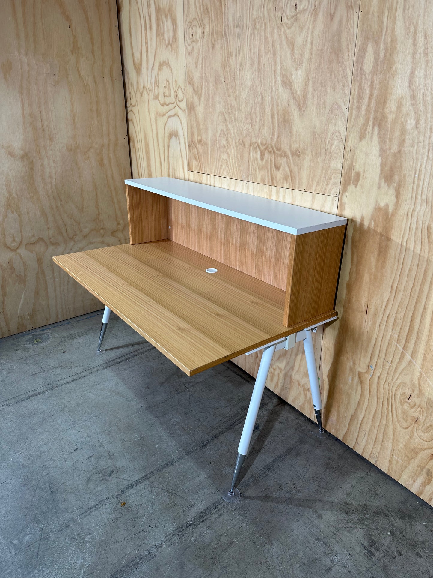 Fusion workstation by Workspace timber veneer with hutch