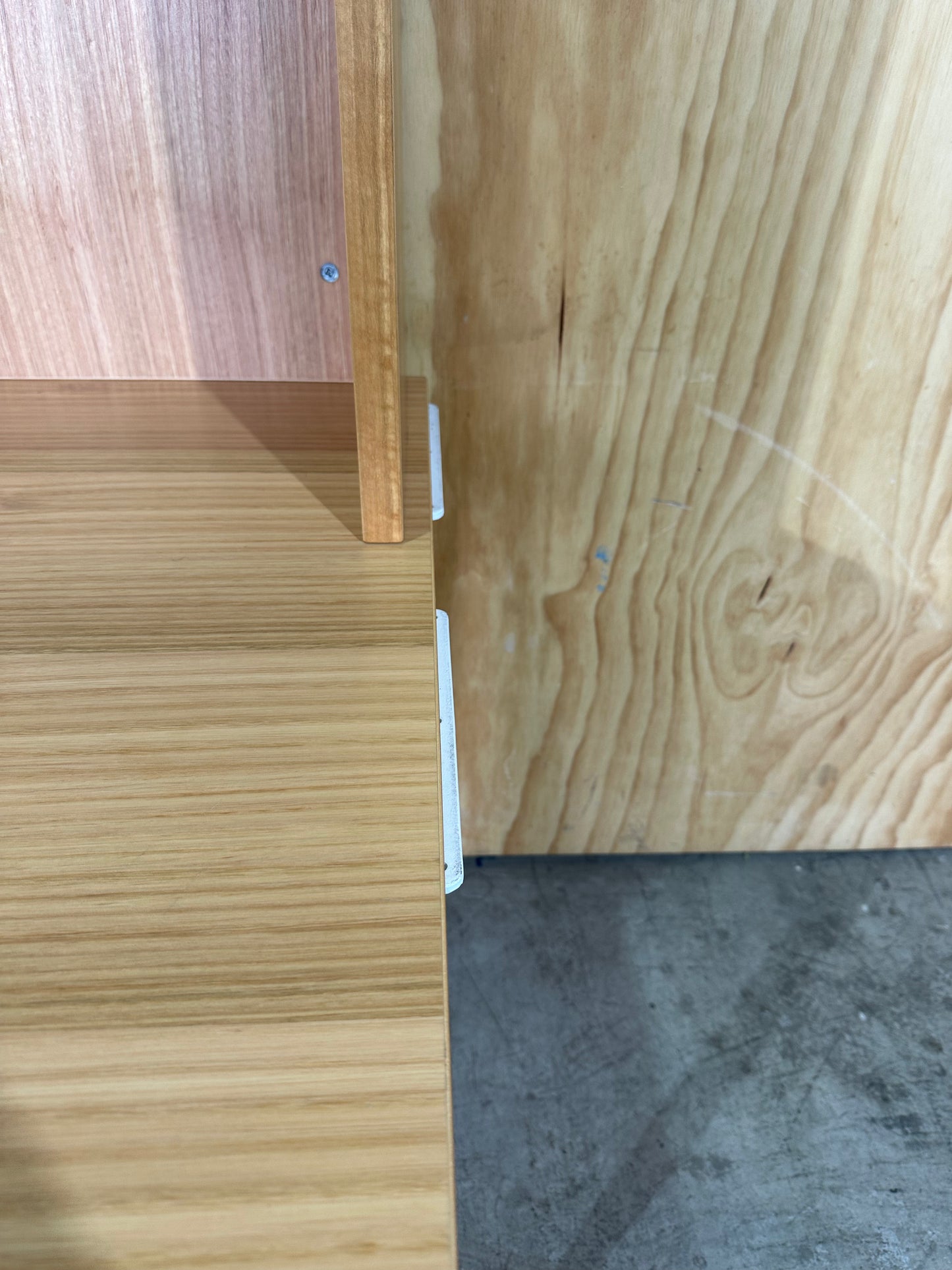 Fusion workstation by Workspace timber veneer with hutch