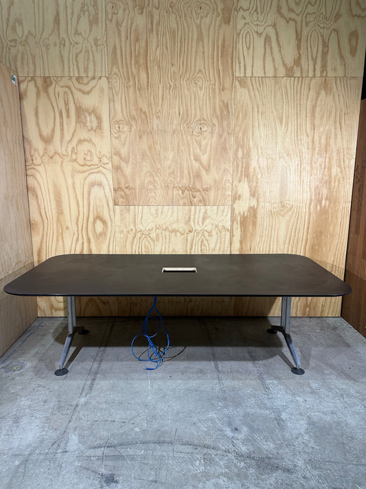 Black Boardroom table with built in powerboard