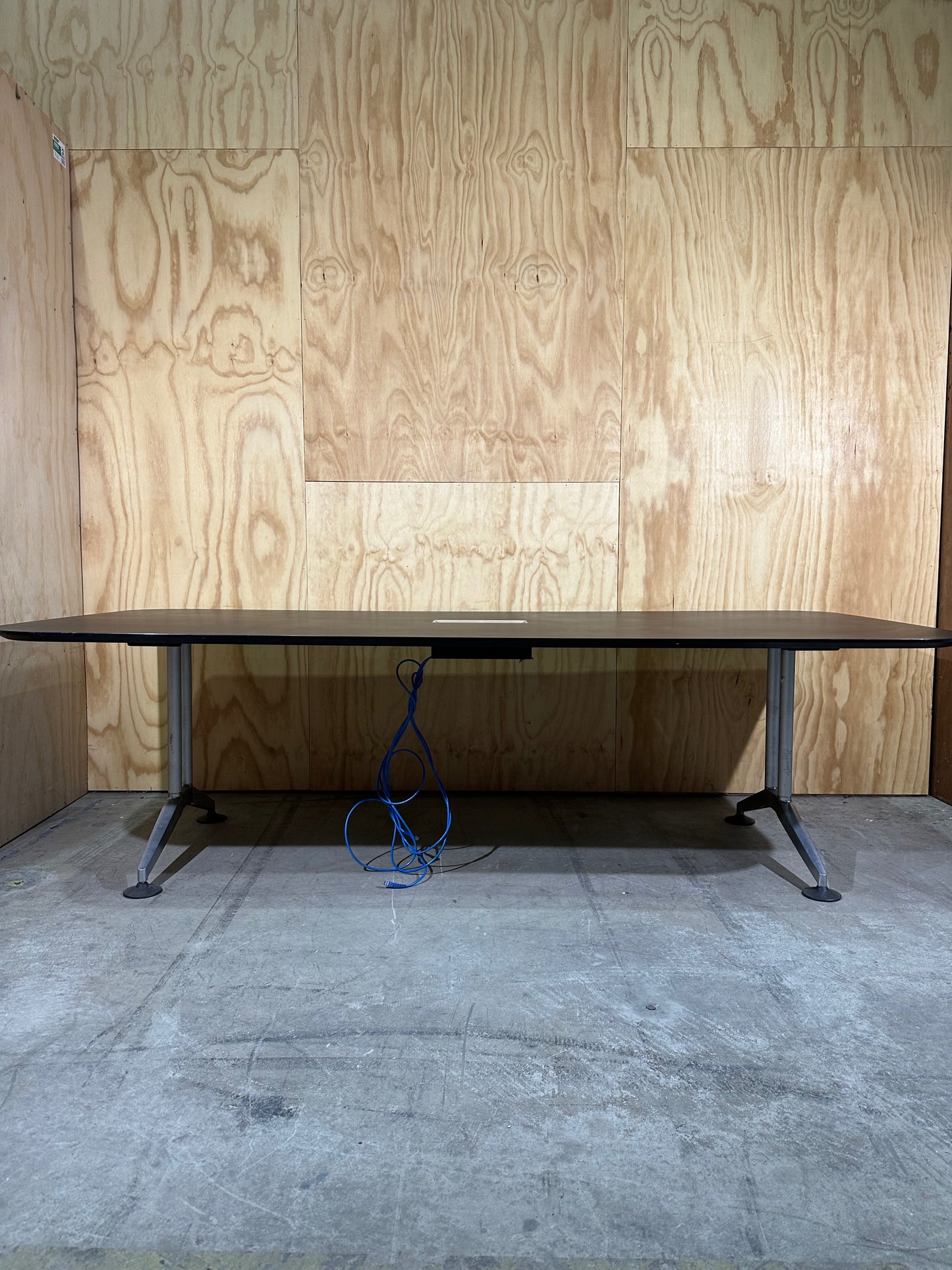 Black Boardroom table with built in powerboard