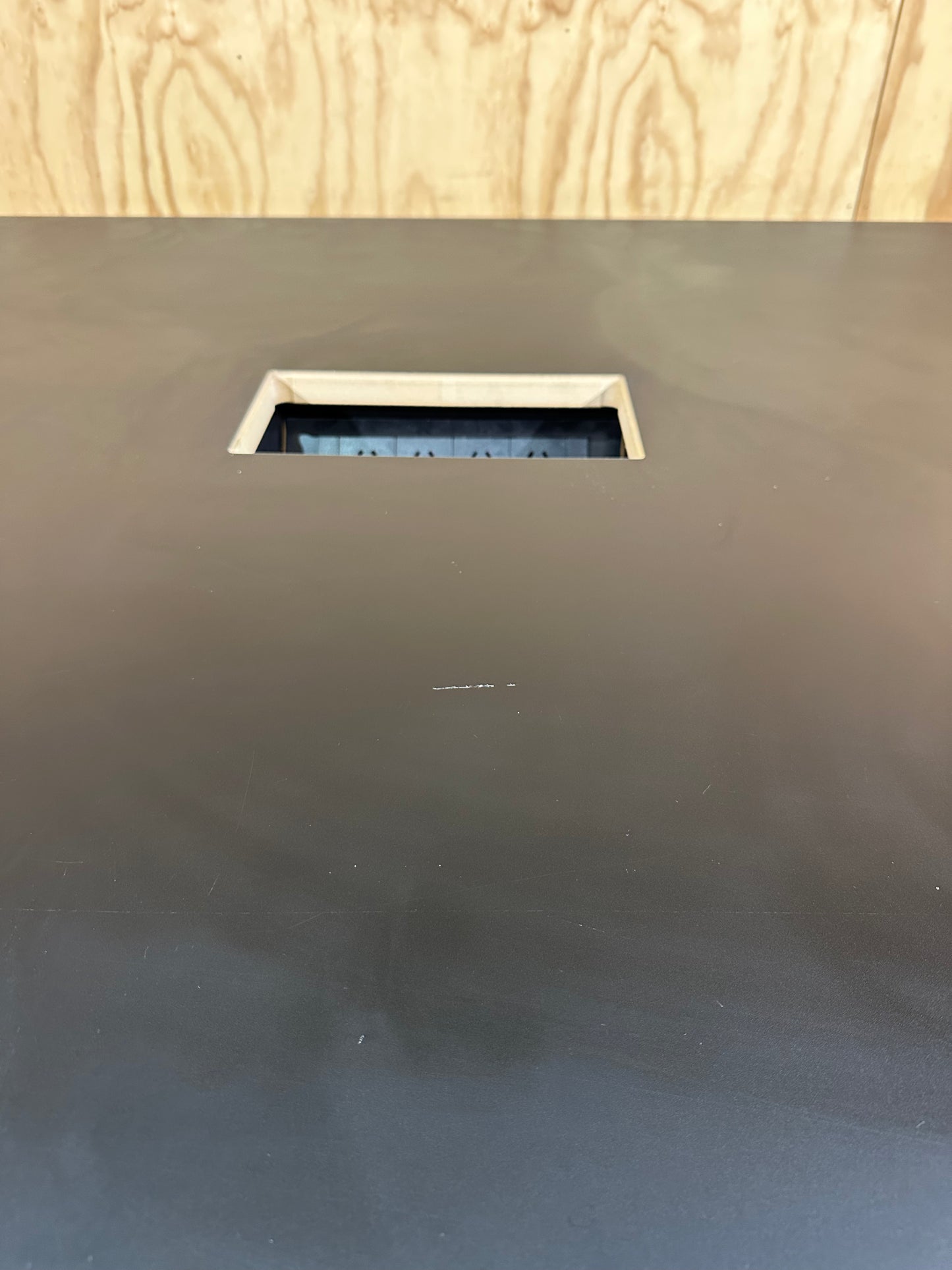 Black Boardroom table with built in powerboard