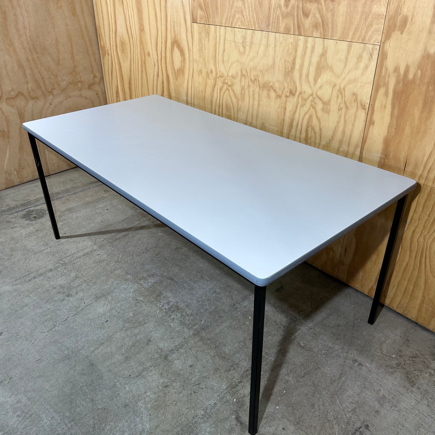 Grey Melamine Office Table with Rounded Edges