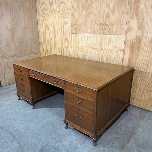 Vintage Twin Pedestal Executive Desk
