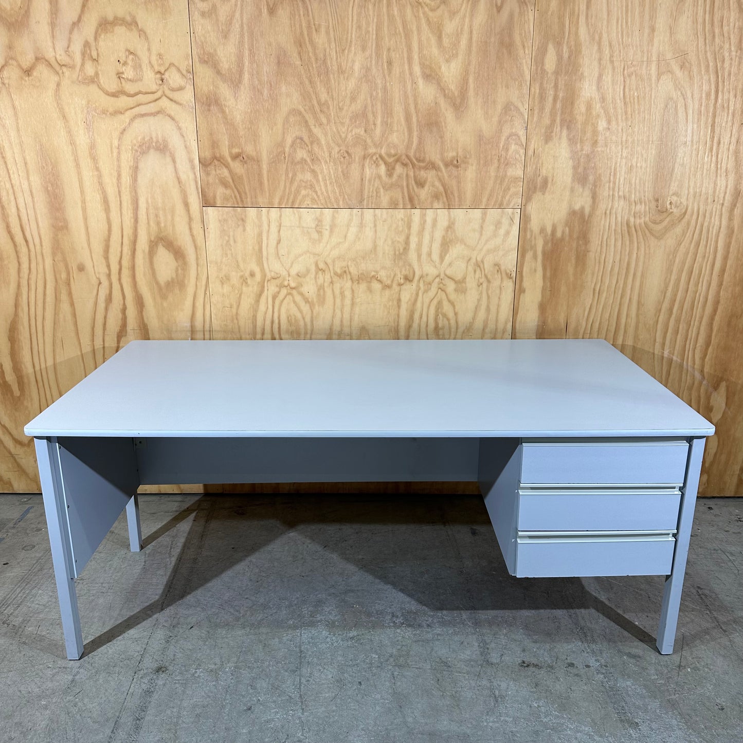 Grey Melamine Desk with In-Built Drawers