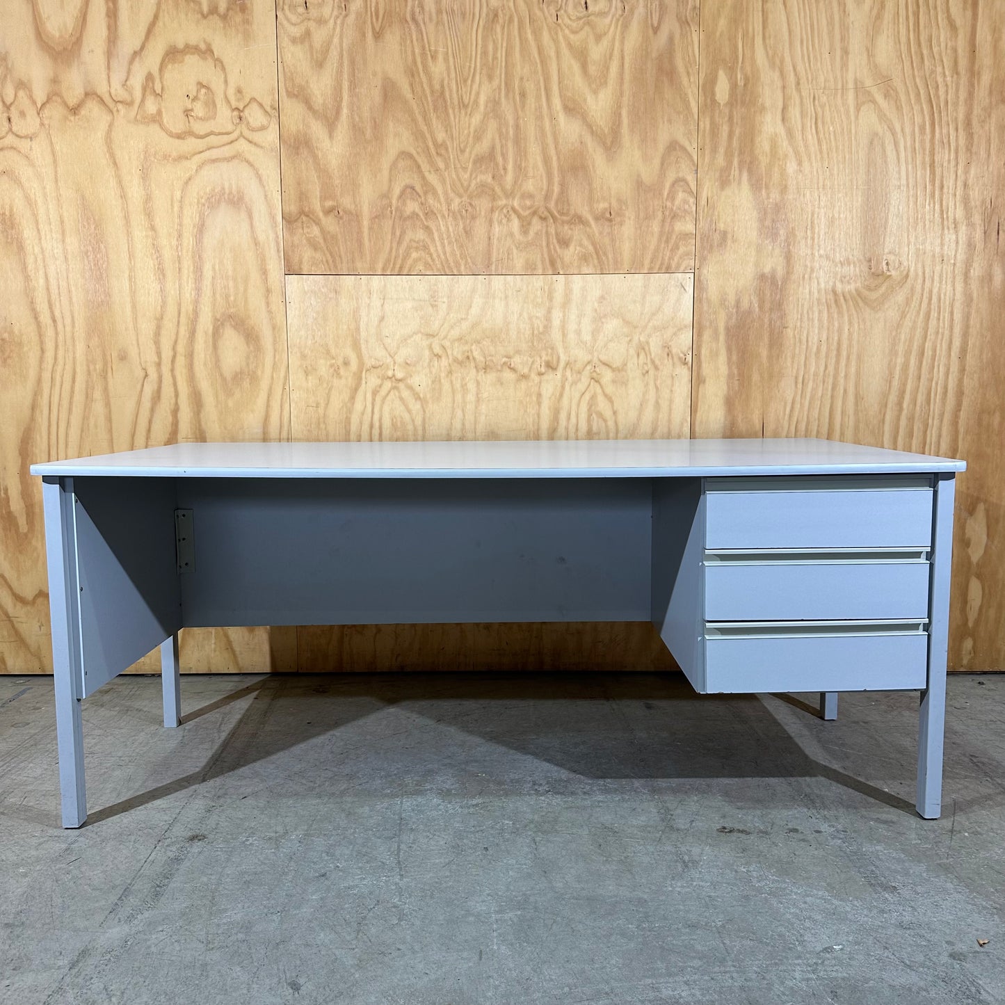 Grey Melamine Desk with In-Built Drawers