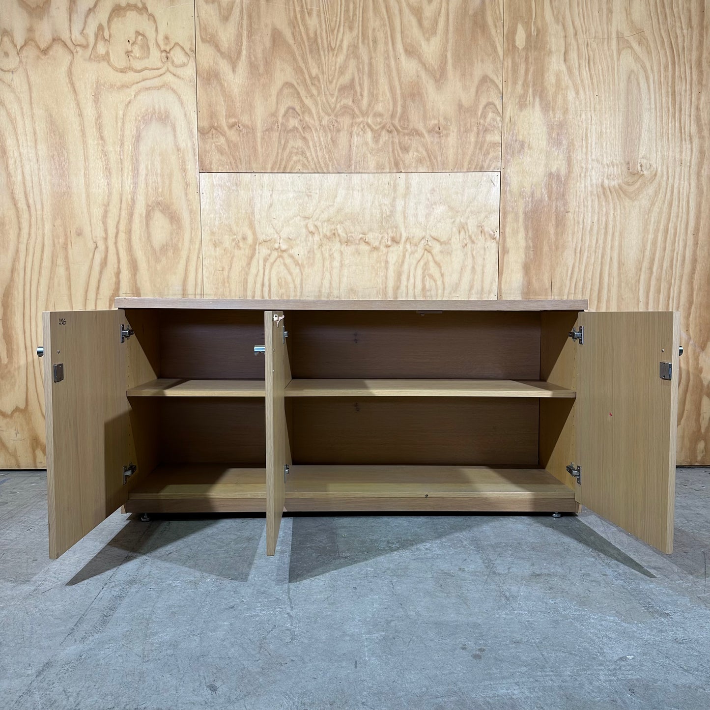 Wooden Veneer 3-Door Credenza