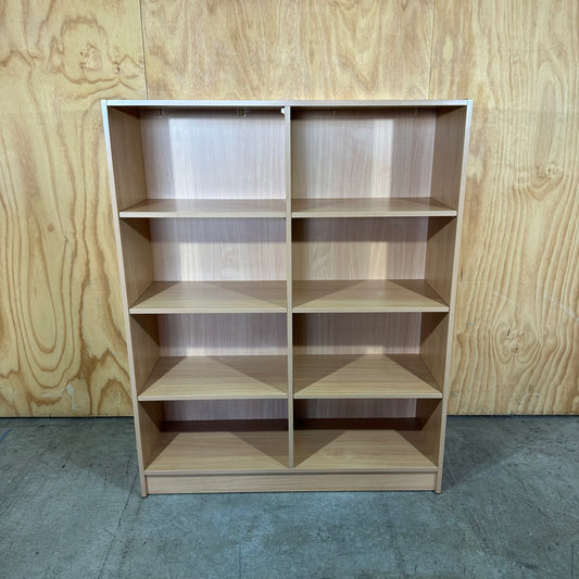 Light Oak Wood Veneer Double Bookcase