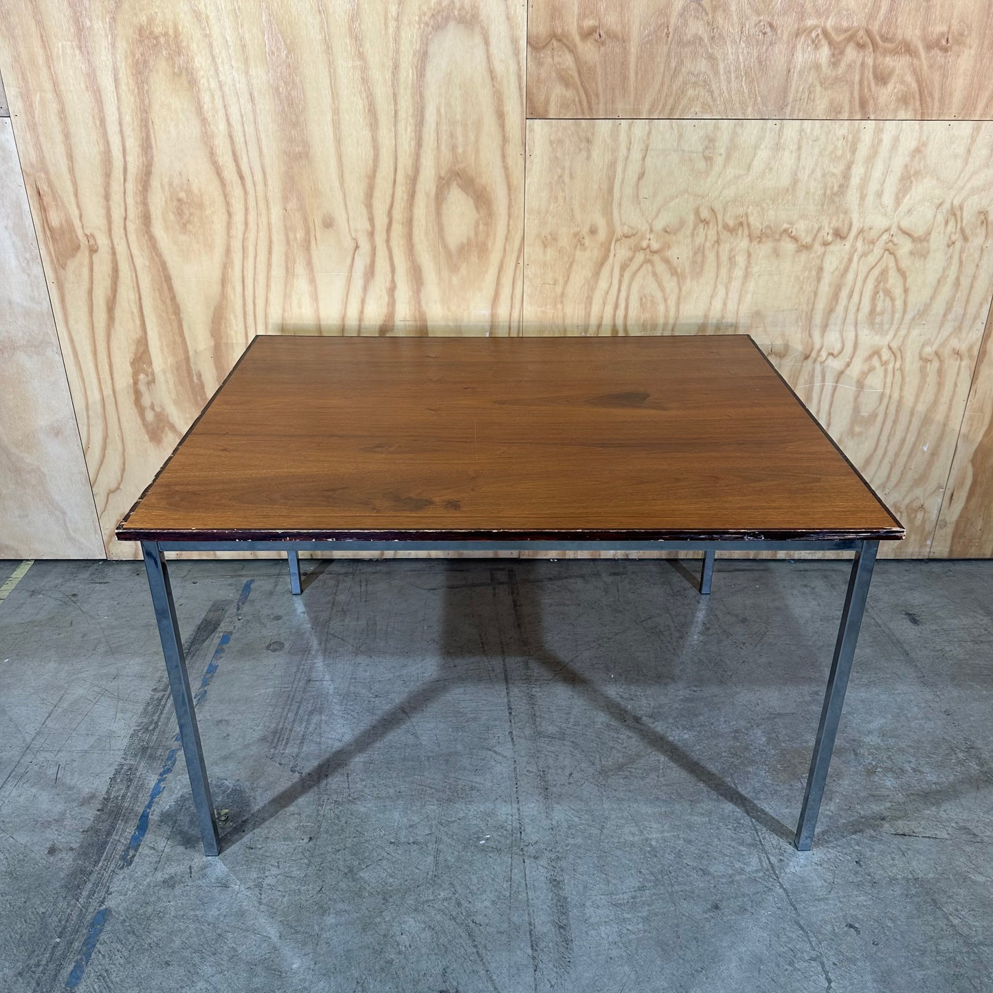 Industrial Square Wood-Grain Dining Table