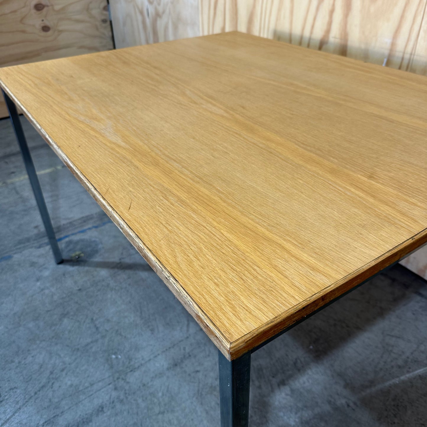 Industrial Mid-Century Style Timber Veneer Dining Table