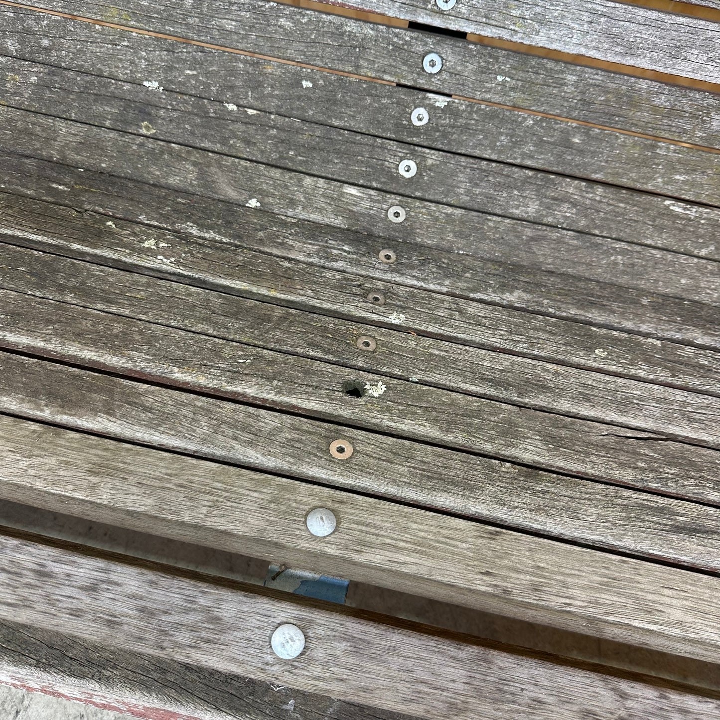 Wooden Park Bench with Blue Frame
