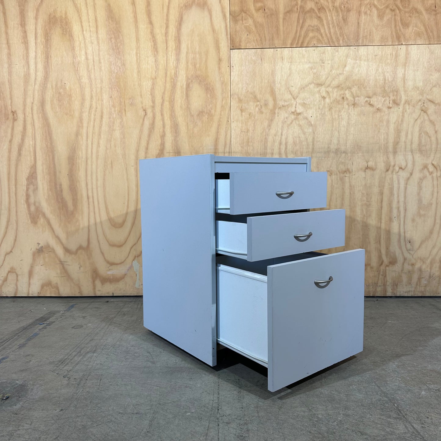 Ergotek Grey 3-Drawer Office Pedestal with Chrome Handles