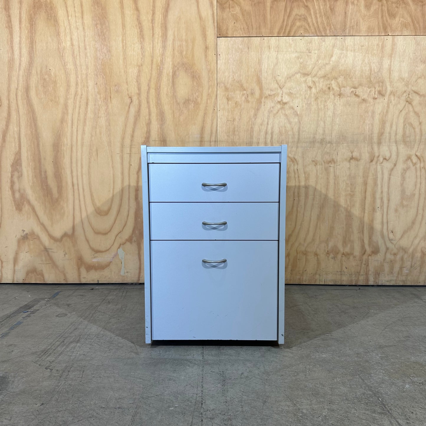 Ergotek Grey 3-Drawer Office Pedestal with Chrome Handles