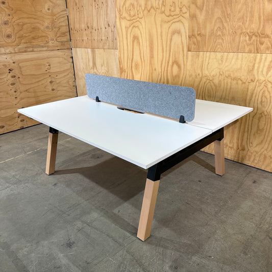 Plantation 2 Person Workstation with Radius Privacy Partition